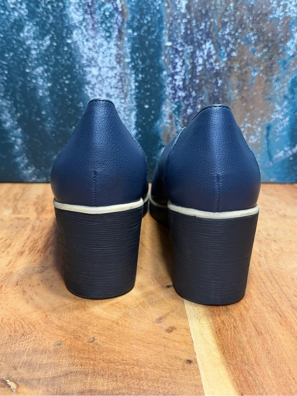 Naturalizer SOUL “About Time” Minimalist Platform Wedge Pumps Navy Blue Size 9